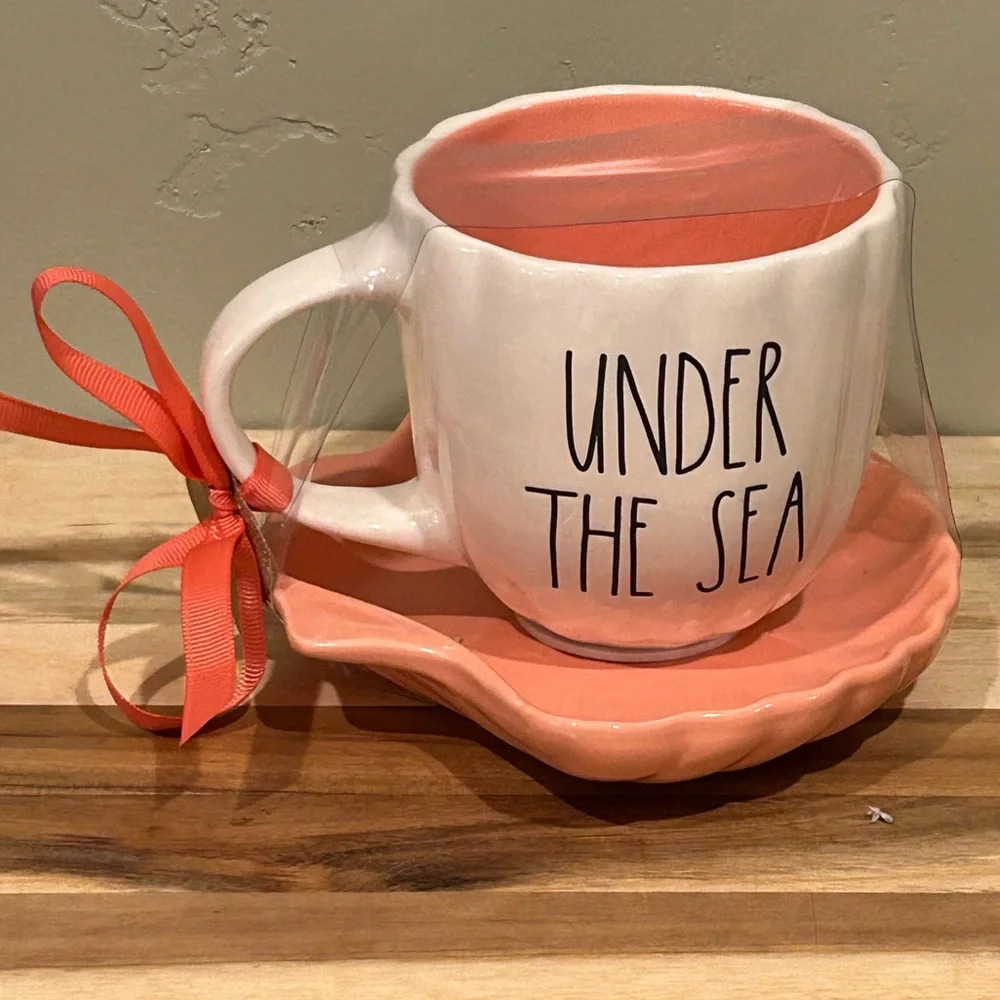 Rae Dunn Disney Collection Ceramic Teacup and Saucer The Little Mermaid NWTS! - Picture 6 of 7